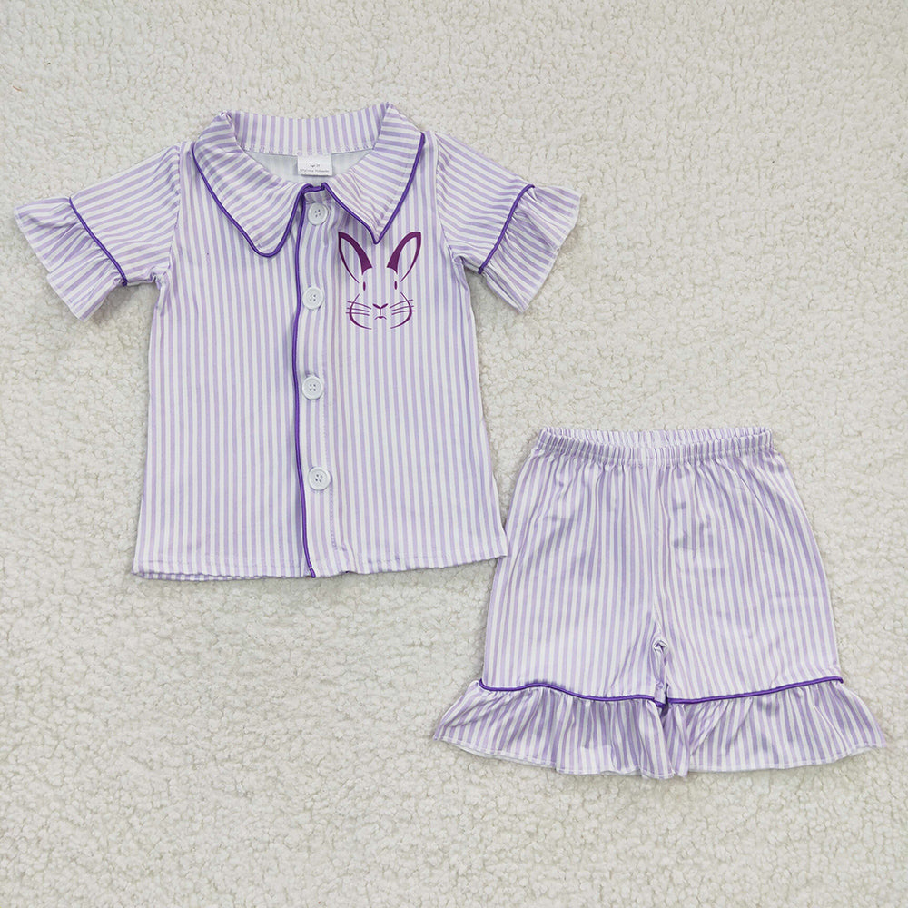 Baby Girls Rabbit Easter Pajamas Shorts Sets