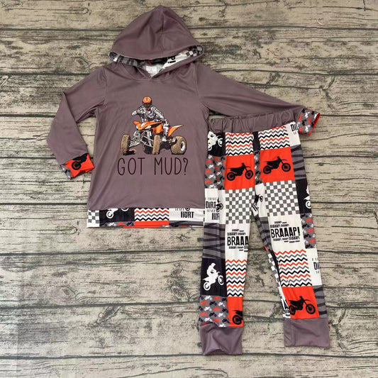 Boys hoodie motor grey pants sets