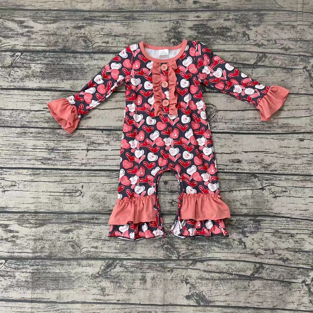 Pink heart valentines rompers