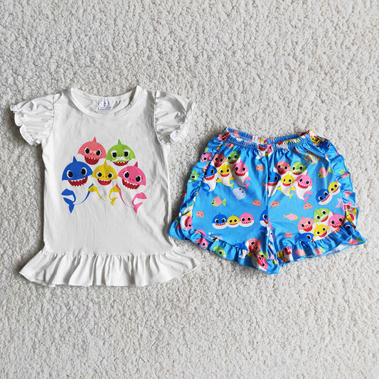 Blue Lovely fish Shorts sets