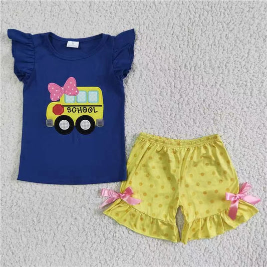 Baby girls back to school shorts sets