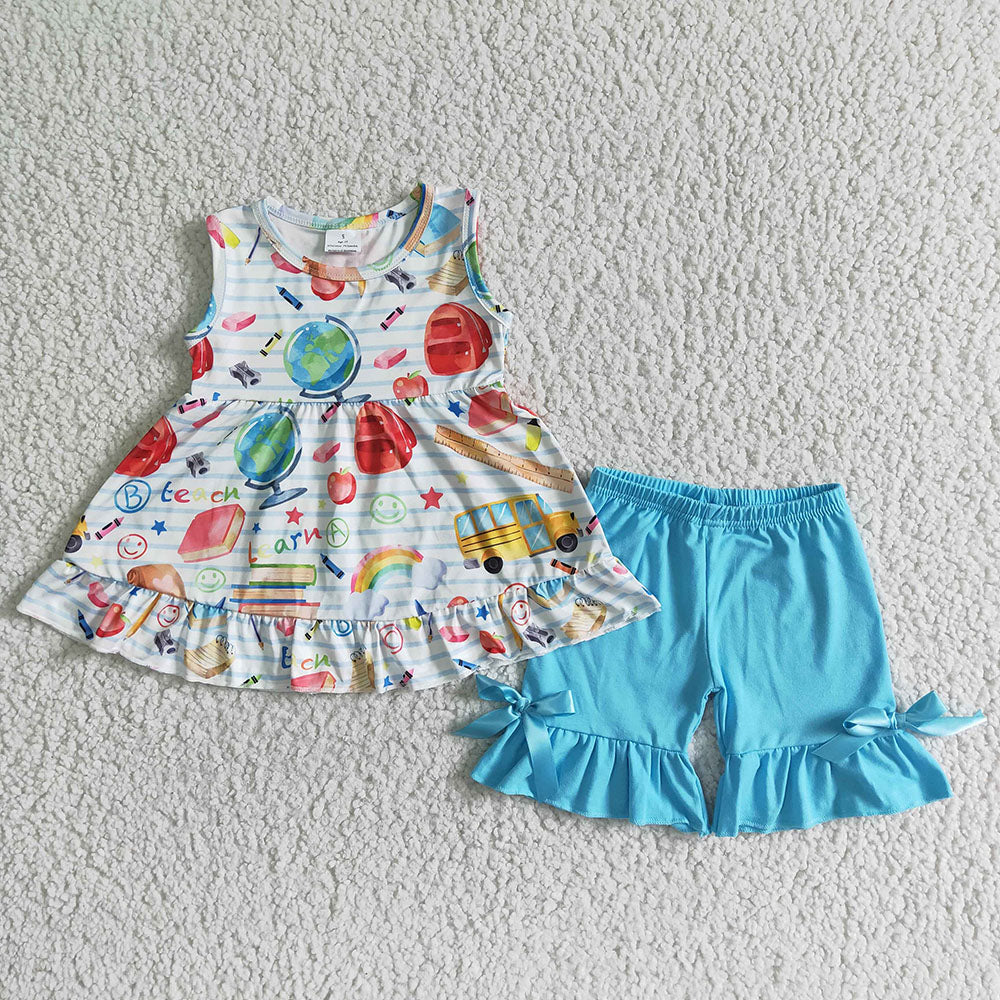 Baby girls back to school shorts sets