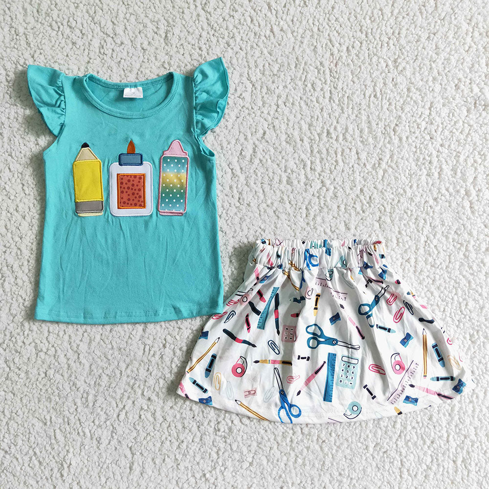 Baby girls back to school skirts sets