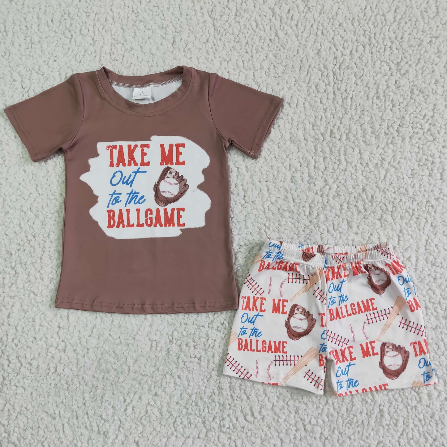 Baby boys ballgame khaki shorts sets