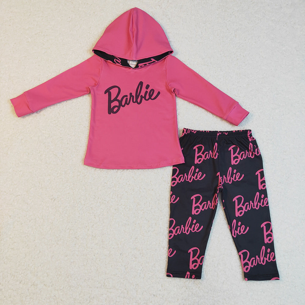 Baby Girls Hotpink Doll Hoodie Top pants clothes sets