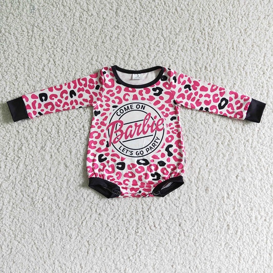 Baby girls pink leopard Long sleeve rompers