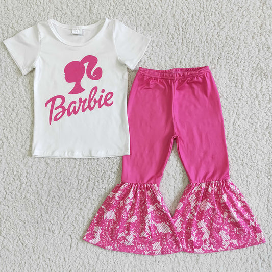 Baby Girls White Pink Doll Bell Pants Sets