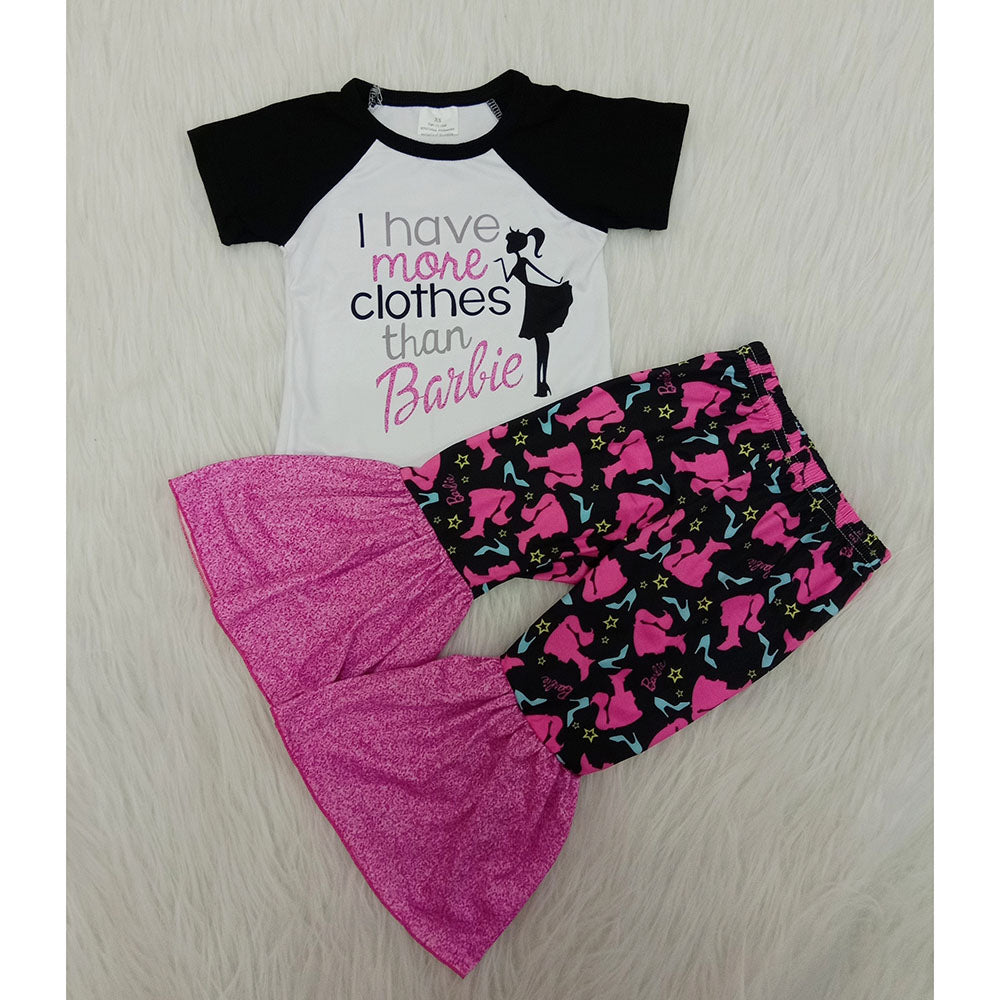 Kids Baby Girls Parthy Hotpink Bell Pants Clothes Sets(can choose bag here)