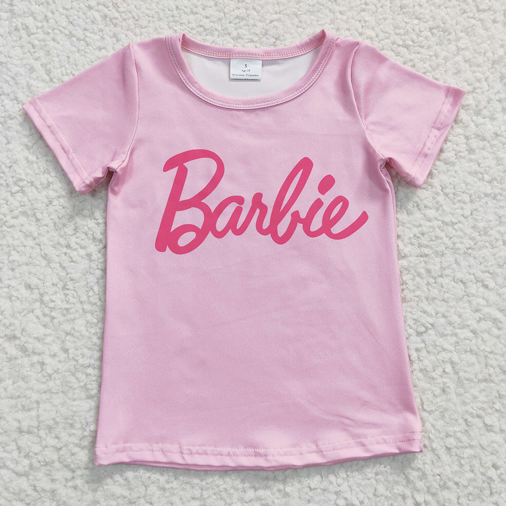 Baby Girls Pink Words Short Sleeve Shirts Tops