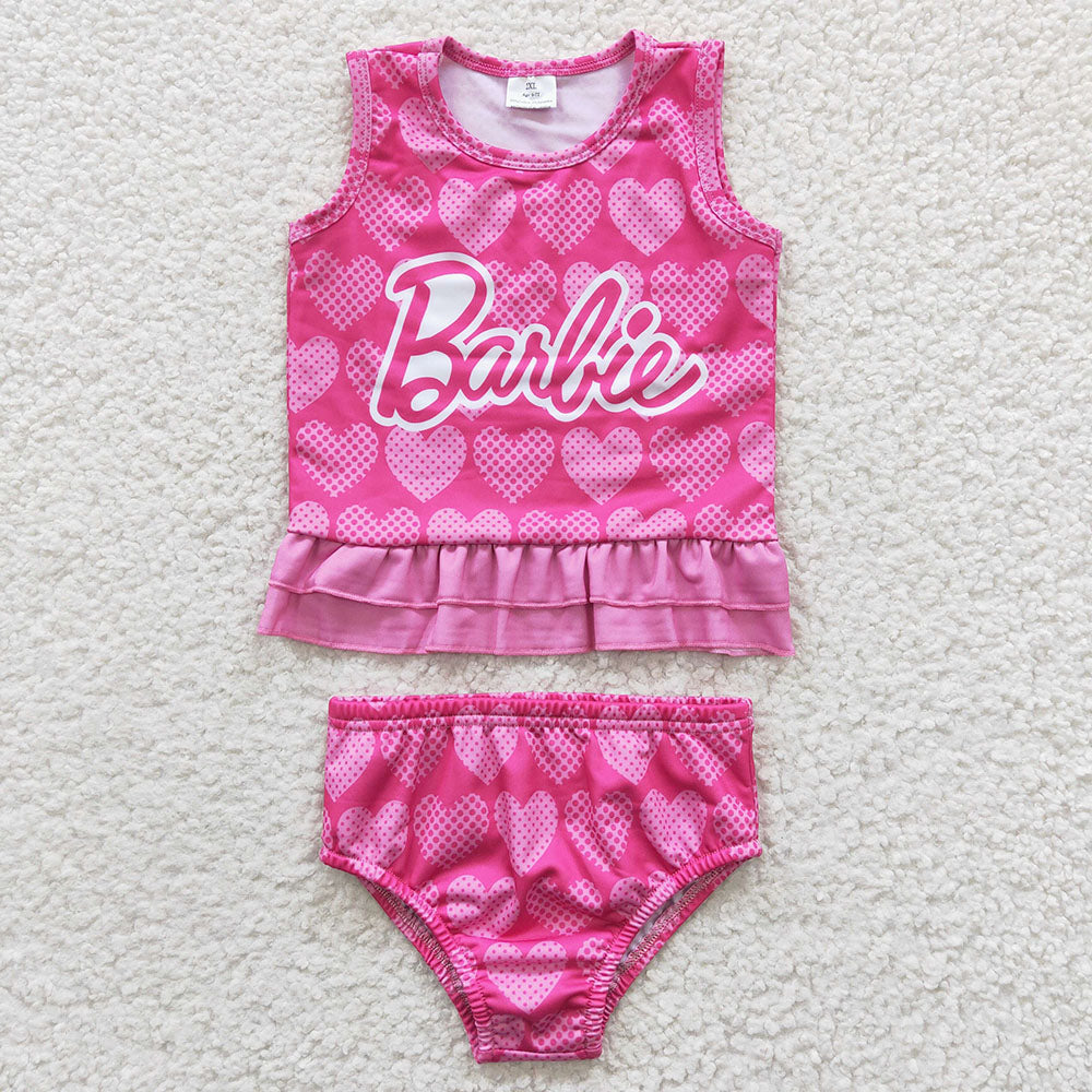 Baby Girls Pink Doll 2pcs Swimsuits
