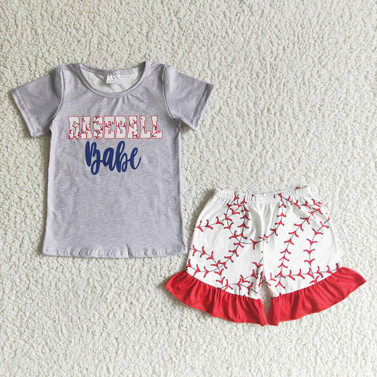 Baby girls baseball babe summer shorts sets