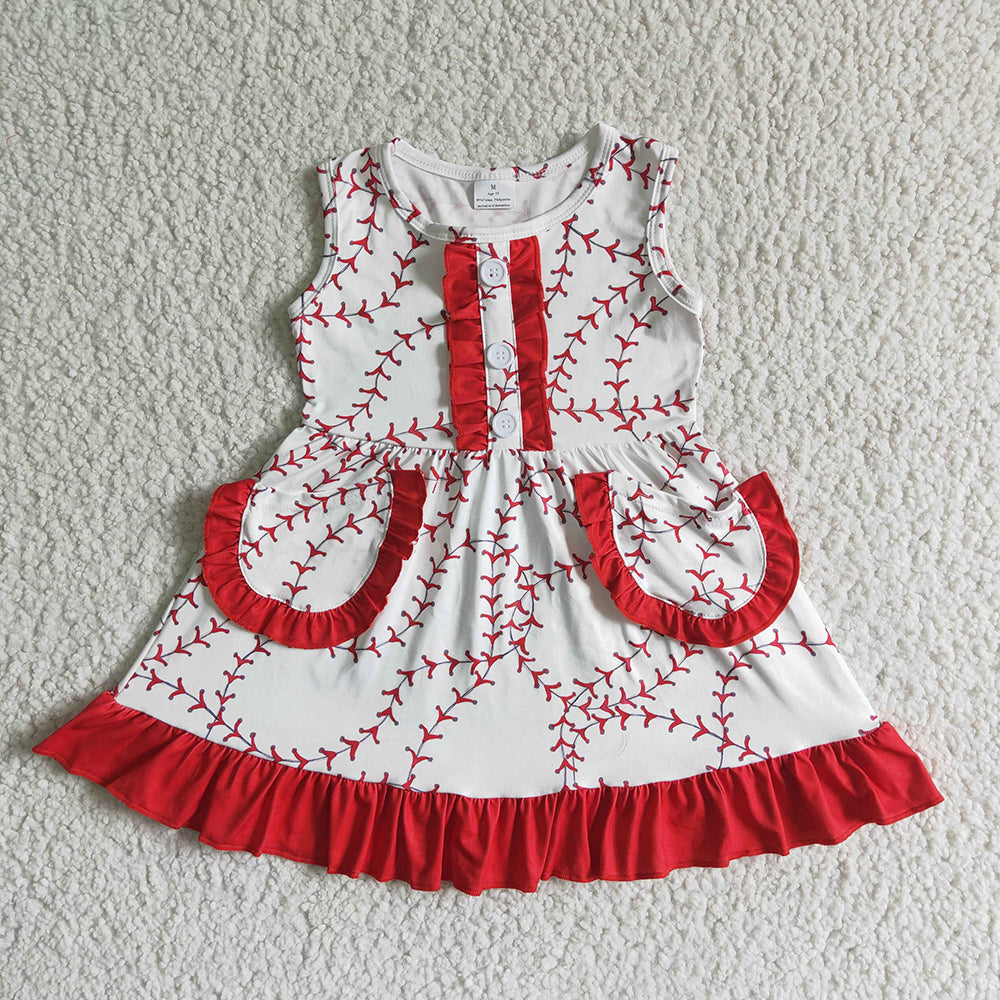 Baby girls summer baseball pocket dresses