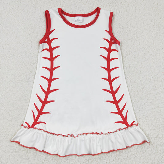 Baby Girls Baseball Sleeveless Knee Length Dresses