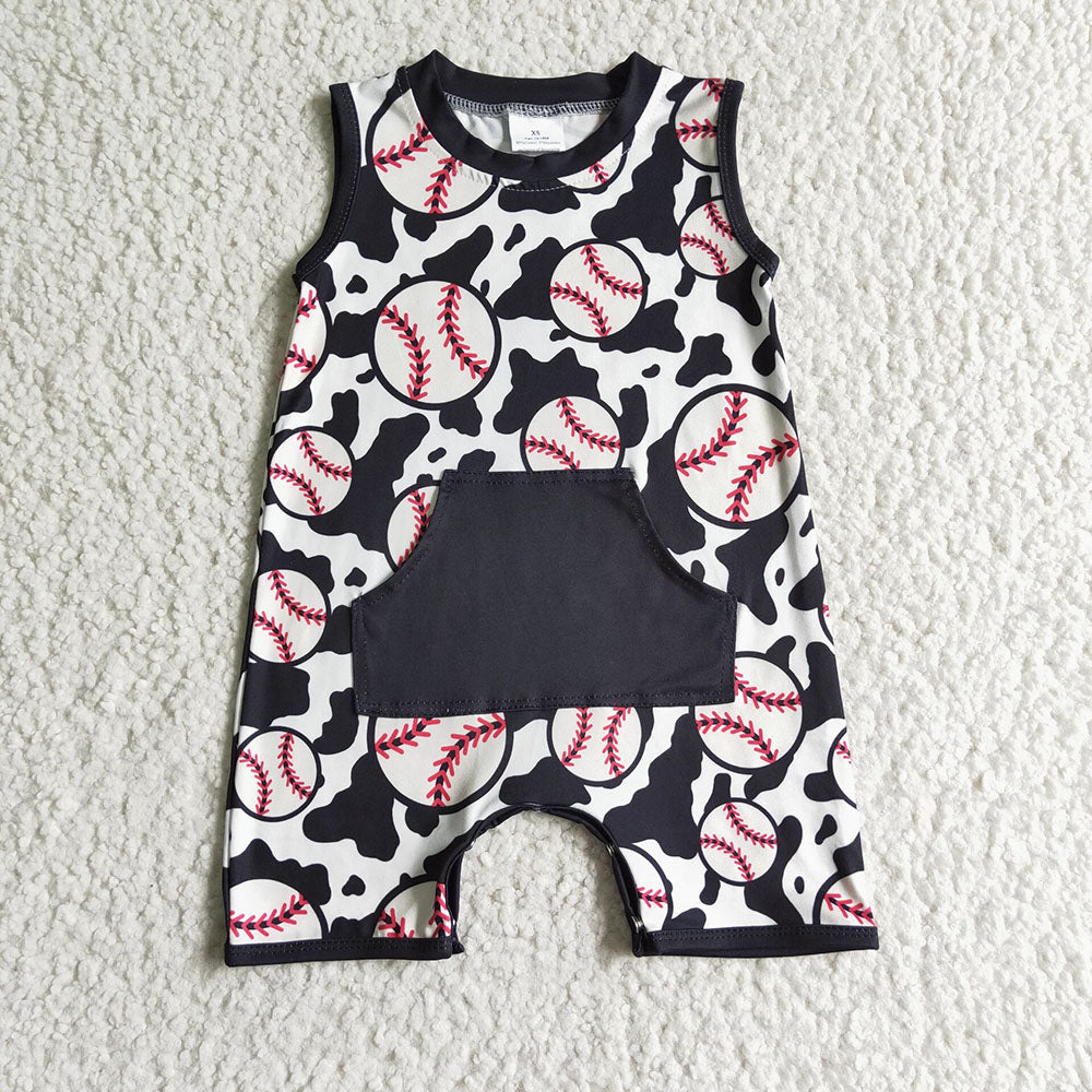 Baby boys summer baseball rompers