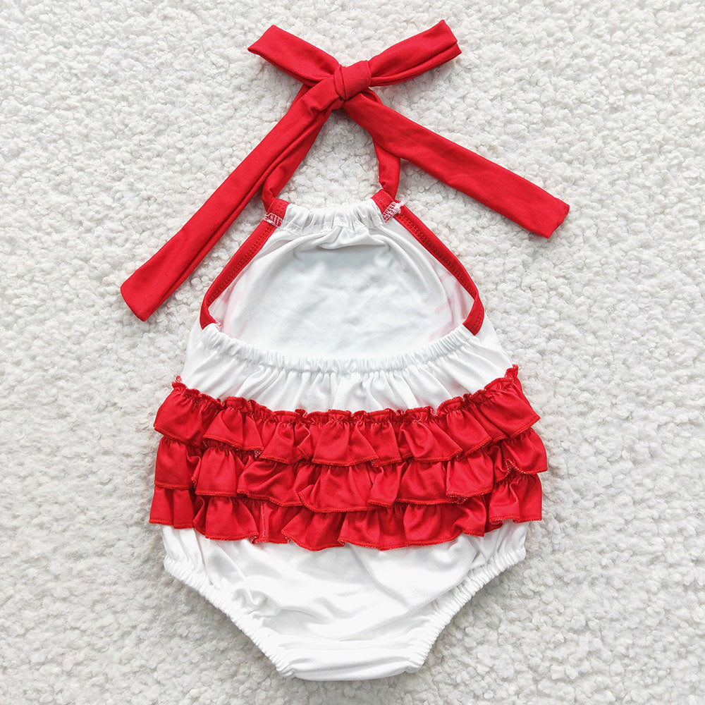 Baby Girls Baseball Halter Summer Bubble Rompers