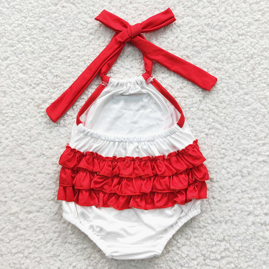 Baby Girls Baseball Halter Summer Bubble Rompers