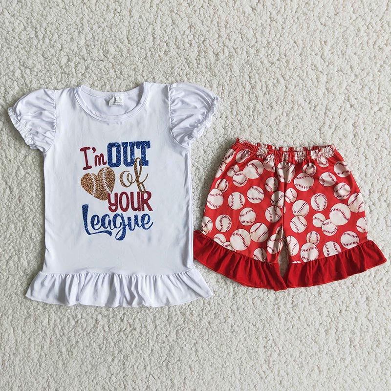 Letter Baseball exquisite ruffles Shorts sets