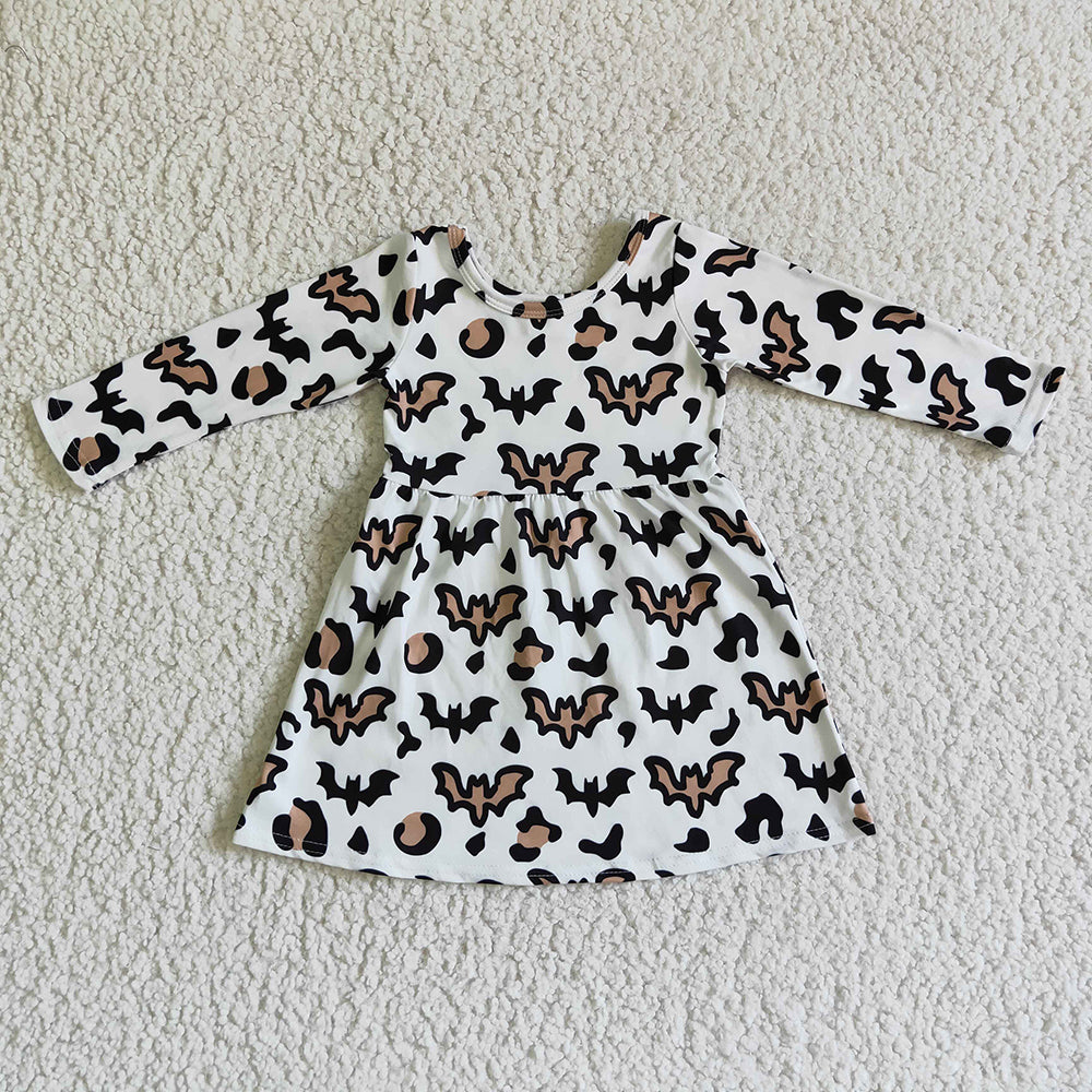 Baby girls leopard bat knee length dresses