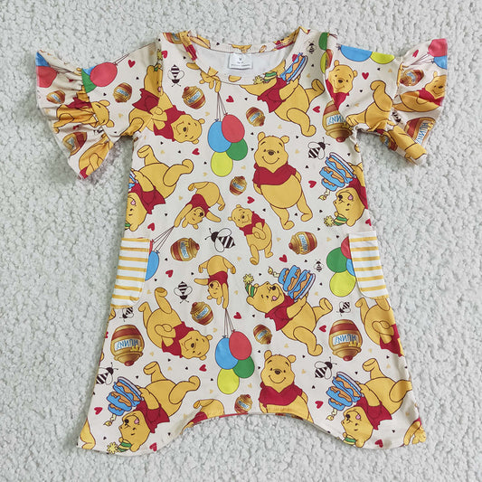 Baby girls bear cartoon dresses