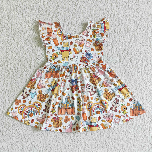 Baby girls Halloween bear twirl knee length dresses