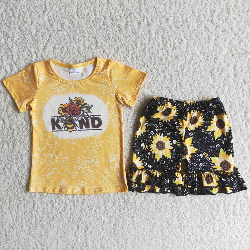 Yellow Sunflower pattern Shorts sets