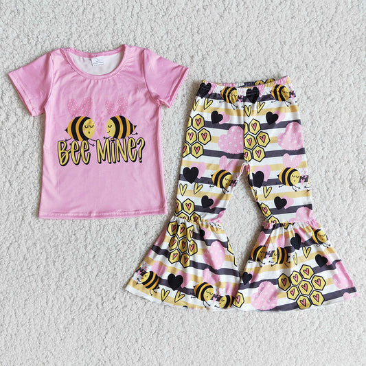 Baby girls valentines honey bee bell sets