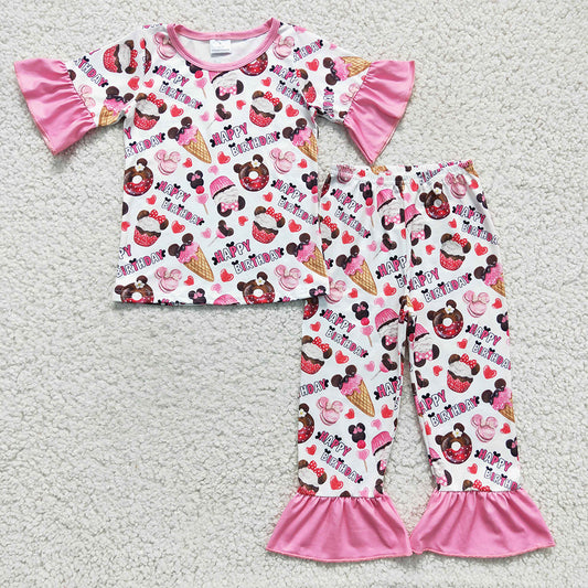 baby Girls Birthday cake pajamas Pants sets