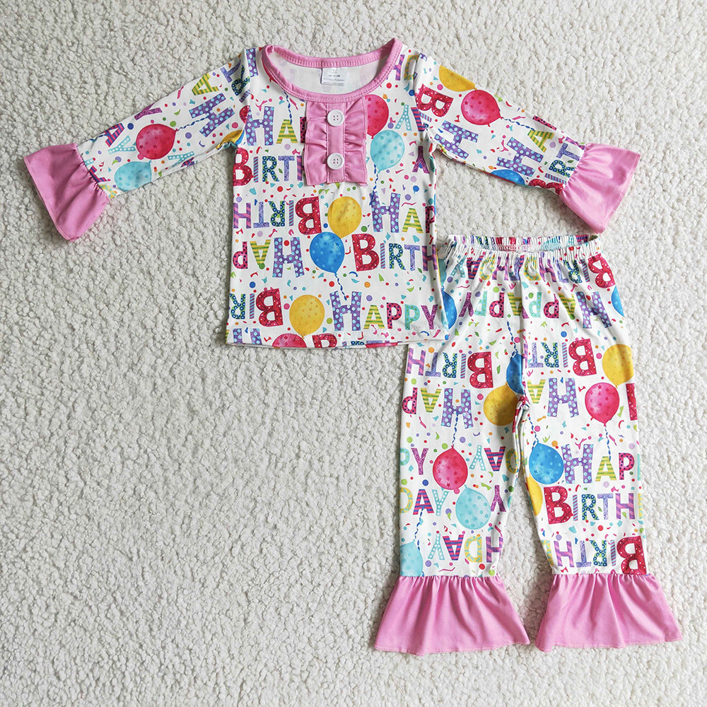 Baby Girls Birthday Party Pajamas Clothes Sets