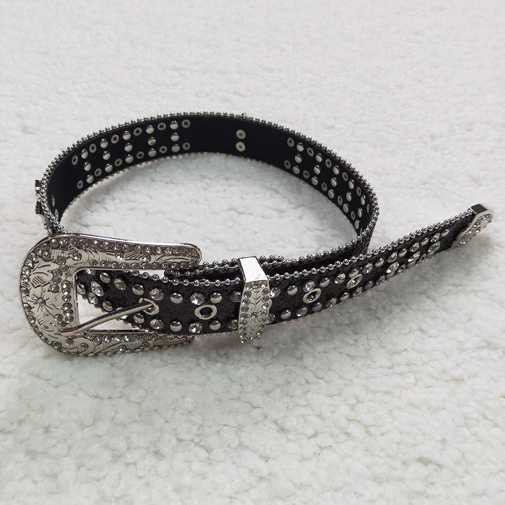 Girls Western black diamond rhinestone belts