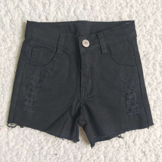 Baby Girls black distressed denim shorts