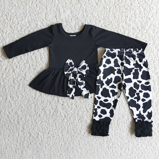 Baby Girls cow bow legging outfits clothes sets