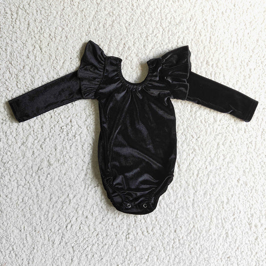 Baby girls Black Velvet Long Sleeve Leotards Rompers