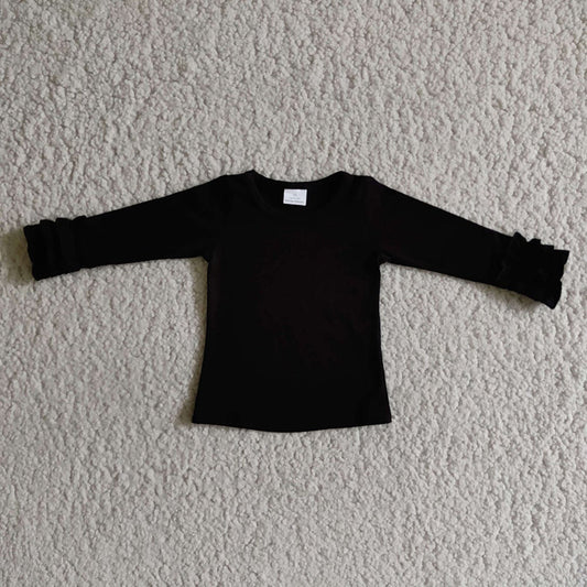 Black icing ruffle long sleeve T-shirts