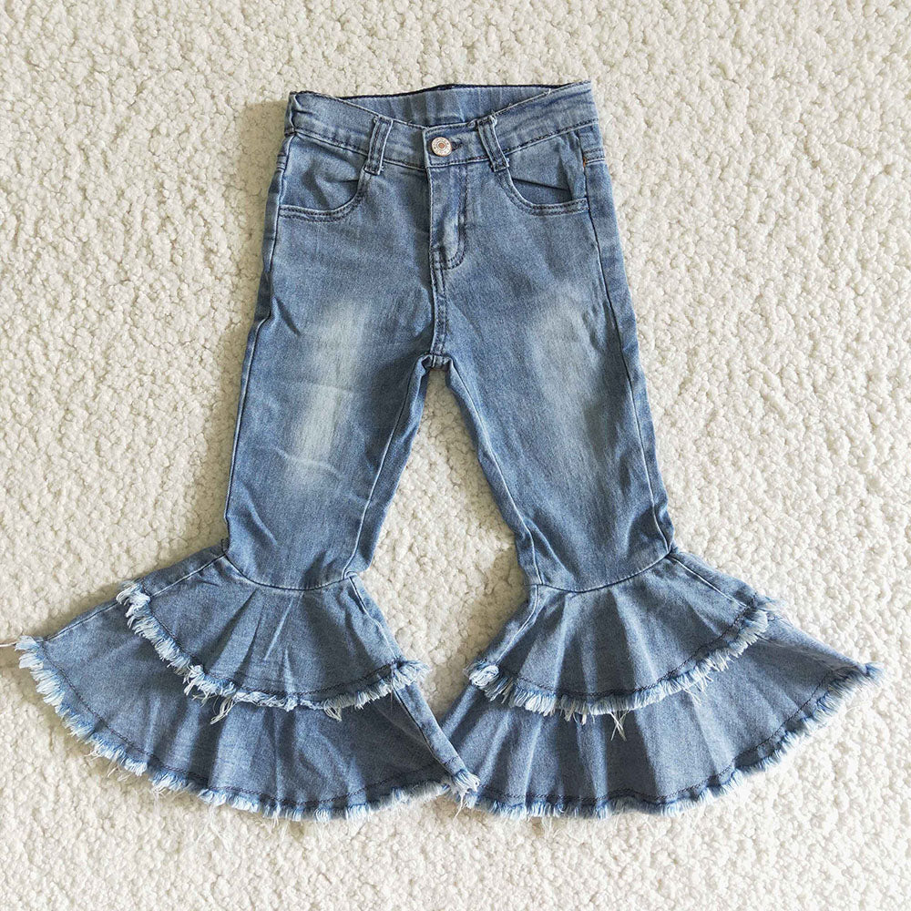 Washed Blue ruffle denim jeans