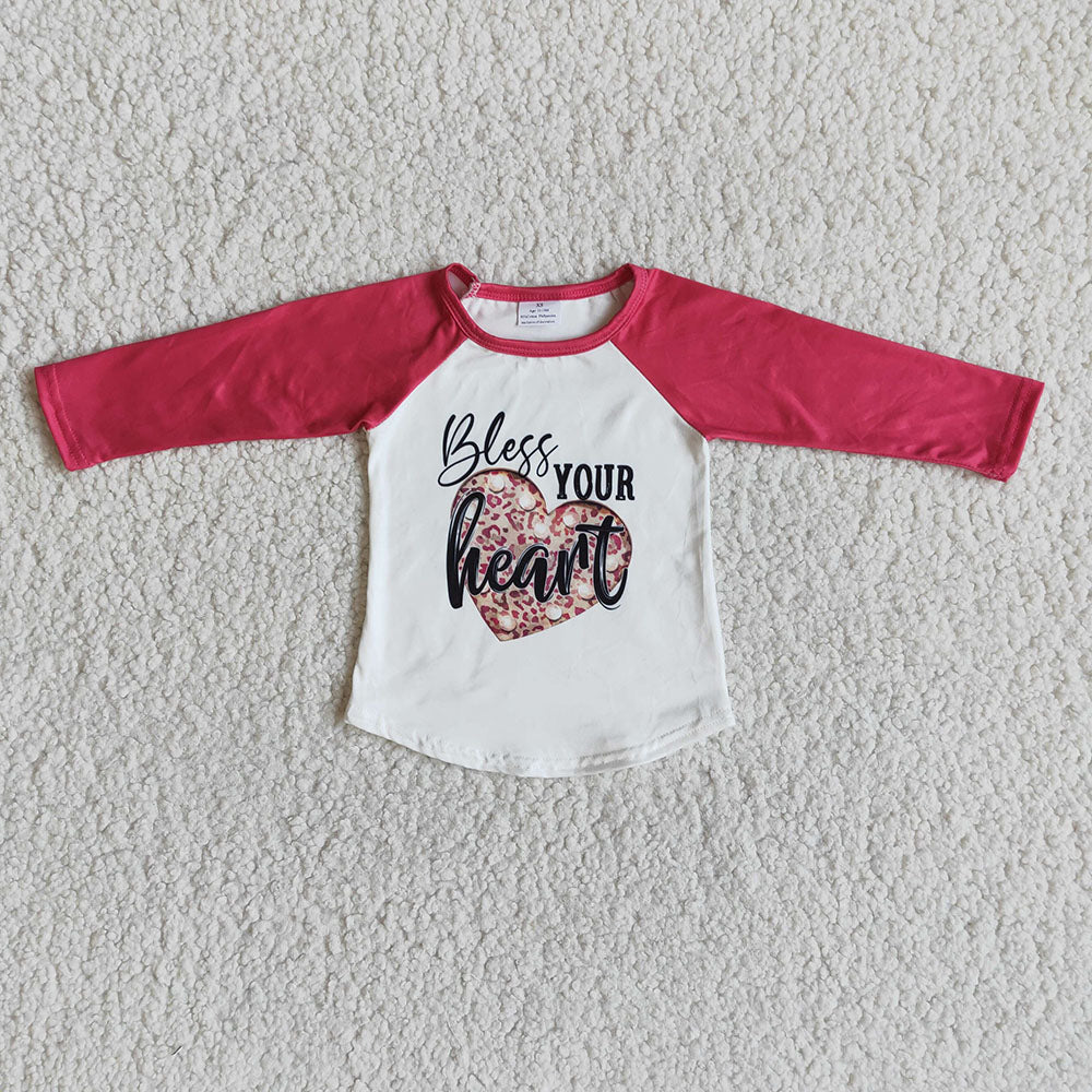 Baby girls bless your heart valentines raglan(mommy and me)