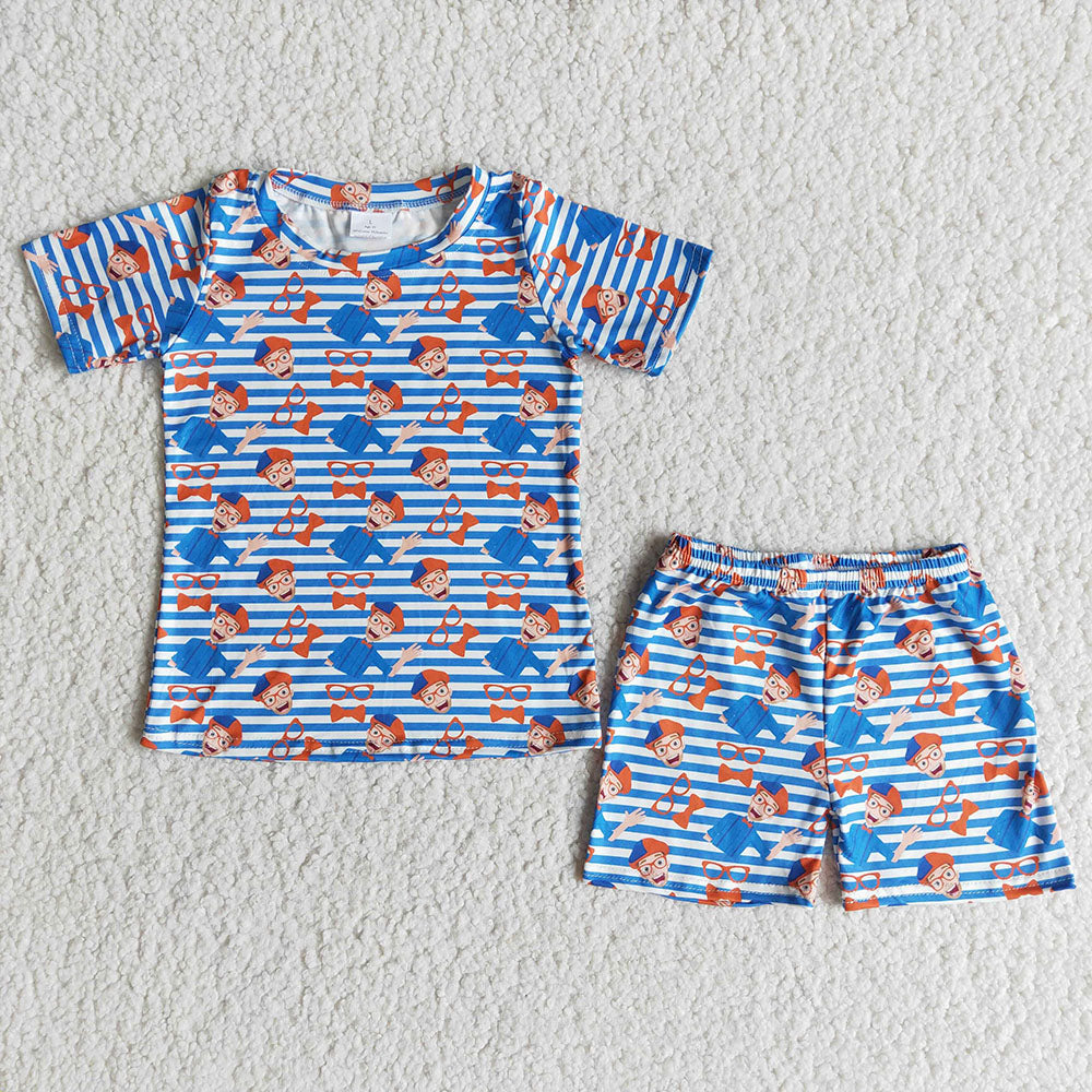 Baby boys cartoon print summer pajamas shorts sets