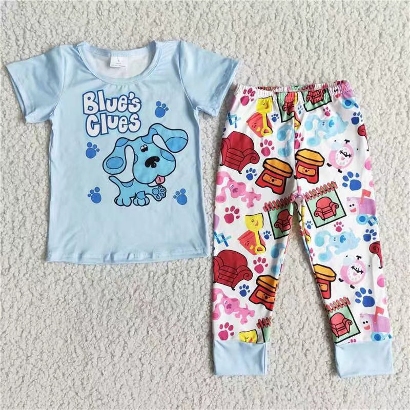 Boys Blue Dogs Pants Clothes Sets