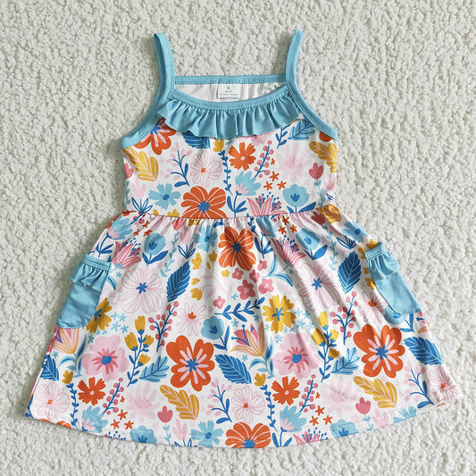 Baby girls summer floral pocket dresses