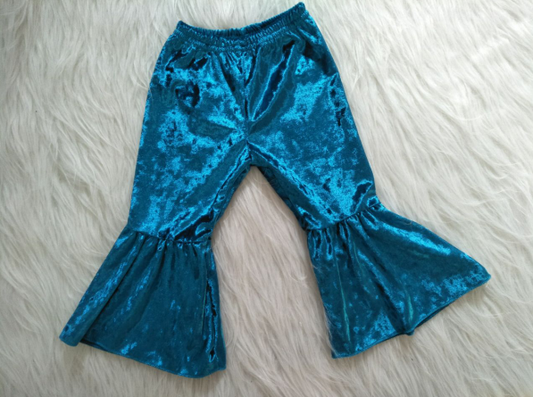 Blue Velvet Bell Pants