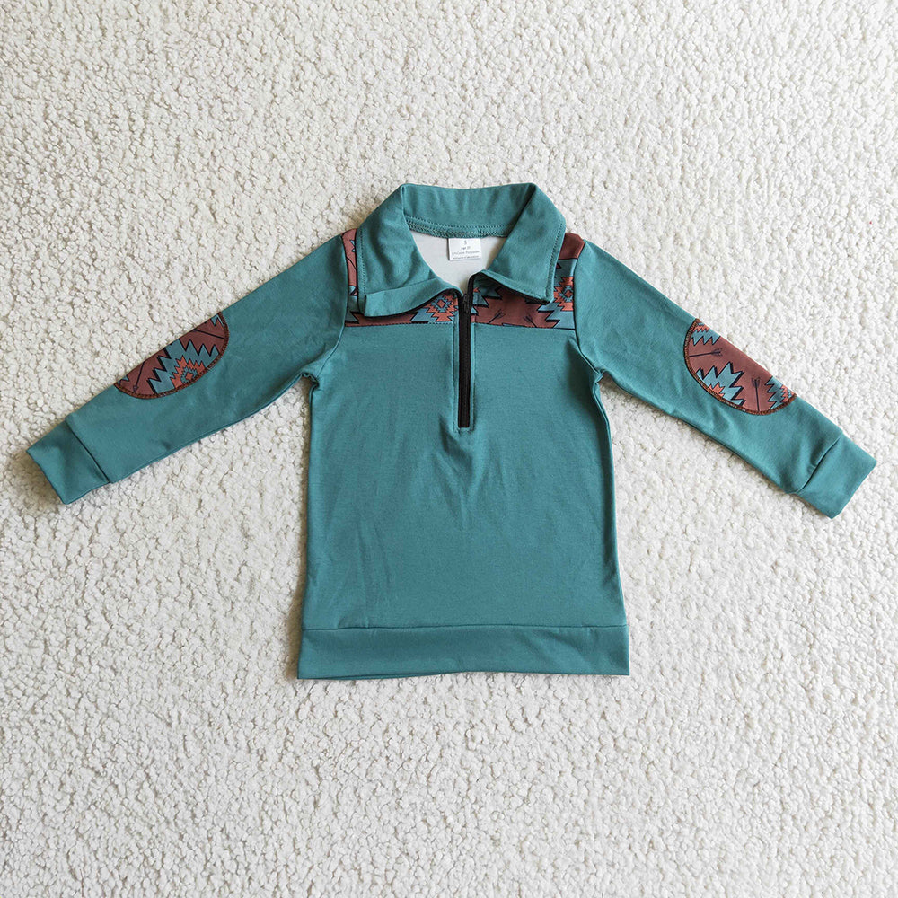 Baby Boys western aztec brown pullover shirts