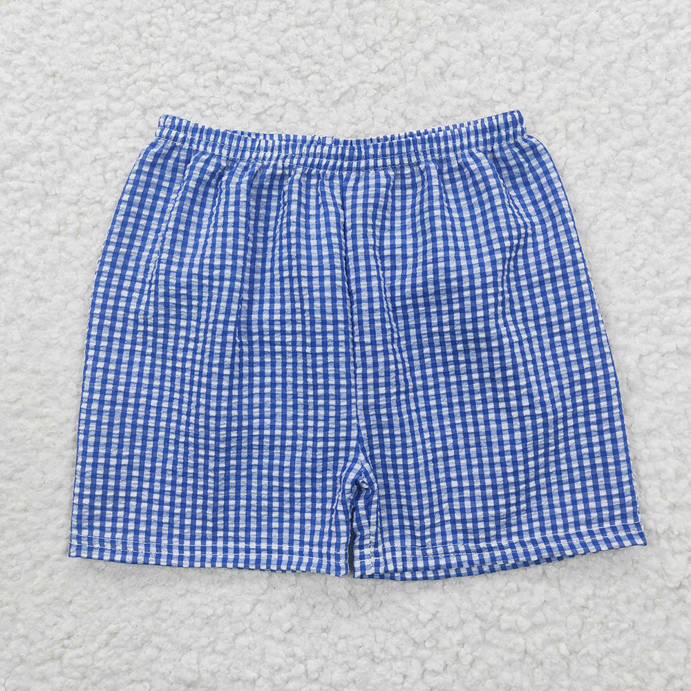 Baby Boys Blue Plaid Seersucker Fabric Shorts