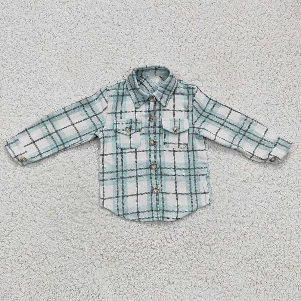 Baby Boys Blue Plaid Long Sleeve button ups shirts tops