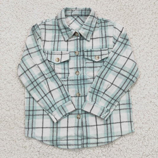 Baby Boys Blue Plaid Long Sleeve button ups shirts tops