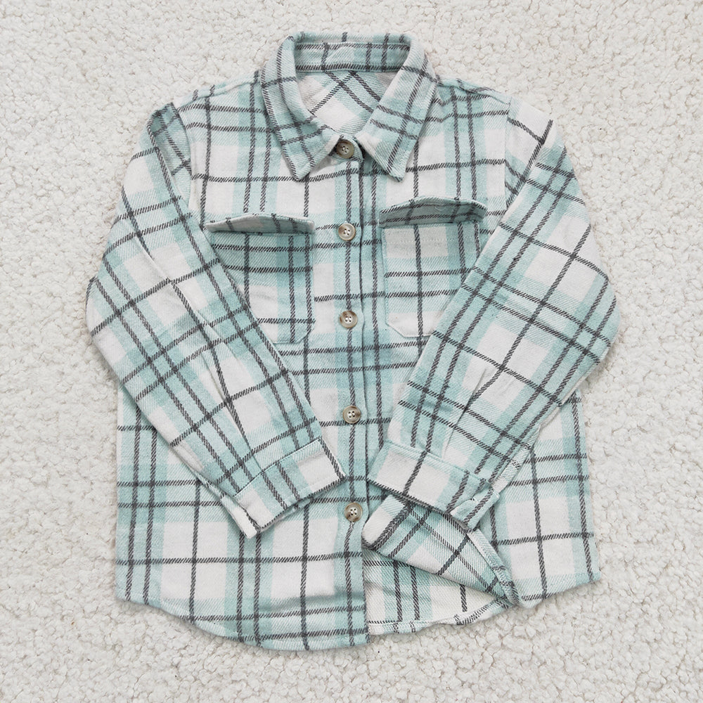 Baby Boys Blue Plaid Long Sleeve button ups shirts tops