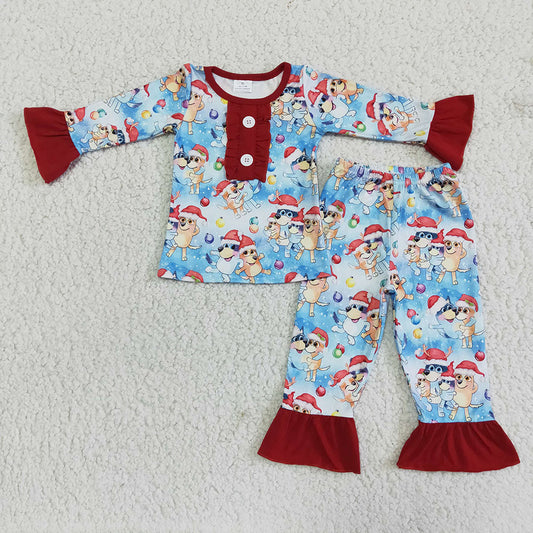 Baby girls Christmas dog pajamas