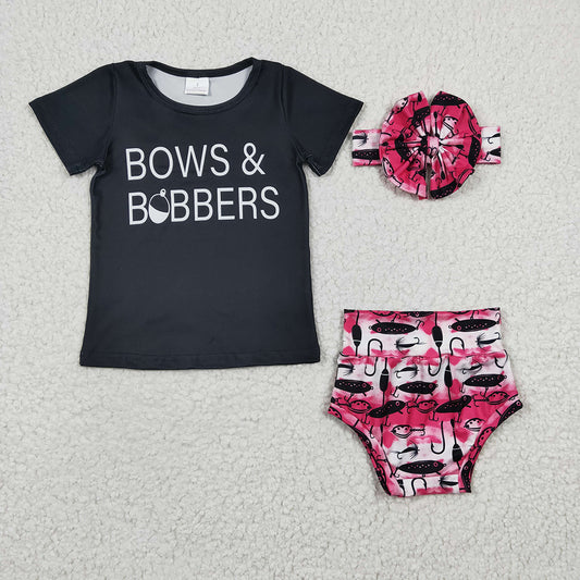 Baby Kids Bows and Bobbers Bummie Sets（Can choose headband here）