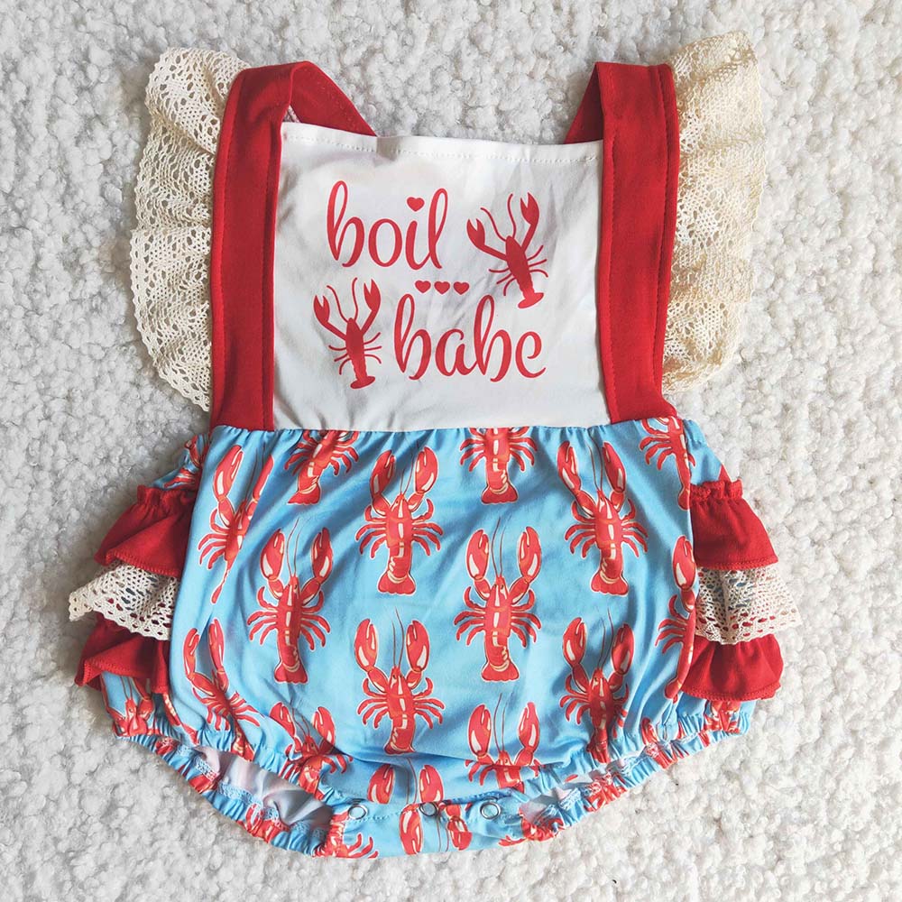 Red ruffles lace romper