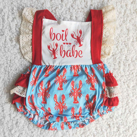 Red ruffles lace romper