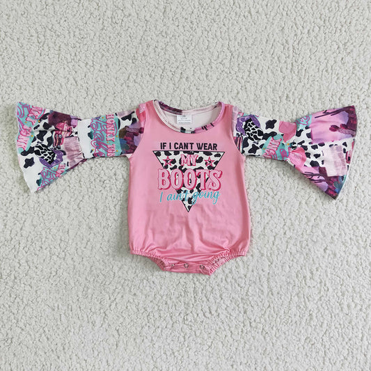 Baby girls western boots long sleeve rompers