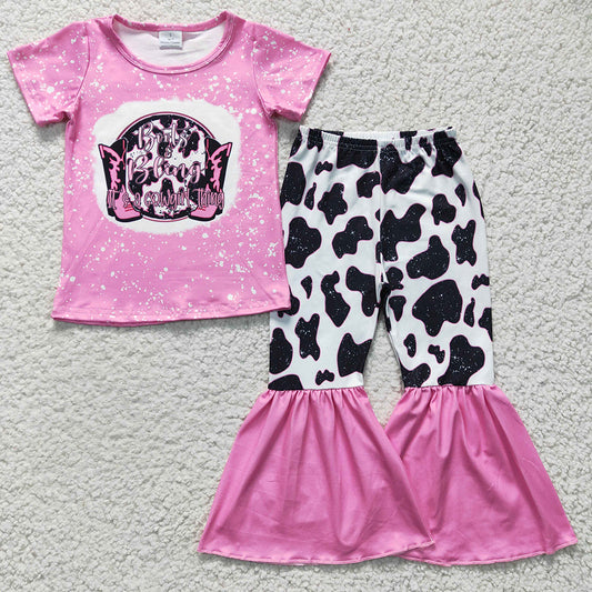 Baby Girls Boots Pink Western Bell Pants sets